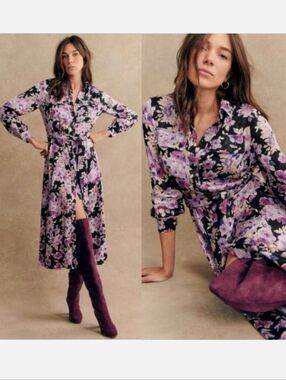 Sezane Lauretta Floral Midi Dress Size 40/8